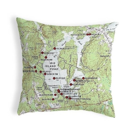 Betsy Drake NC851 18 X 18 In. Big Island Pond; NH Nautical Map Noncorded Indoor & Outdoor Pillow